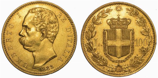 REGNO D'ITALIA. UMBERTO I DI SAVOIA, 1878-1900. 100 Lire 1883.  - Asta Numismatica - Associazione Nazionale - Case d'Asta italiane