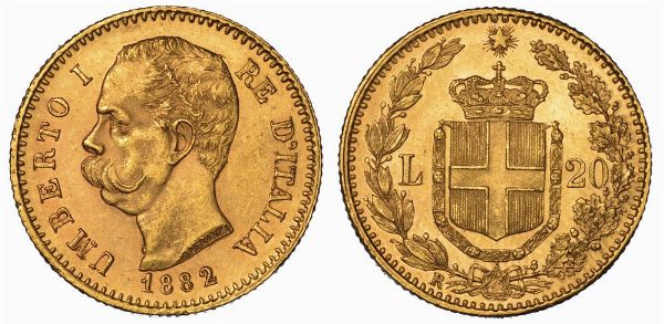 REGNO D'ITALIA. UMBERTO I DI SAVOIA, 1878-1900. 20 Lire 1882.  - Asta Numismatica - Associazione Nazionale - Case d'Asta italiane