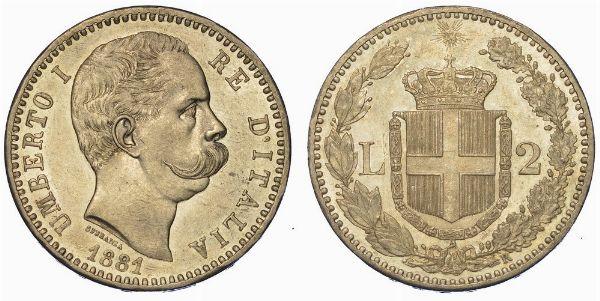 REGNO D'ITALIA. UMBERTO I di SAVOIA, 1878-1900. 2 Lire 1881.  - Asta Numismatica - Associazione Nazionale - Case d'Asta italiane