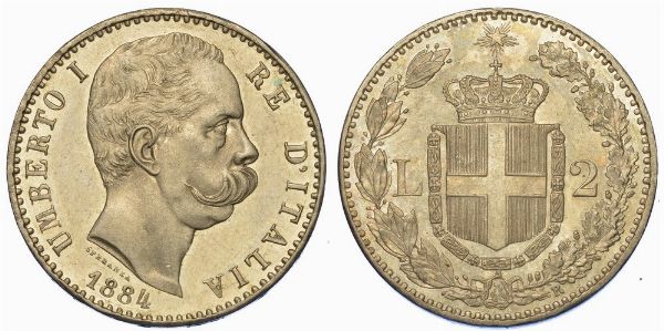 REGNO D'ITALIA. UMBERTO I di SAVOIA, 1878-1900. 2 Lire 1884.  - Asta Numismatica - Associazione Nazionale - Case d'Asta italiane