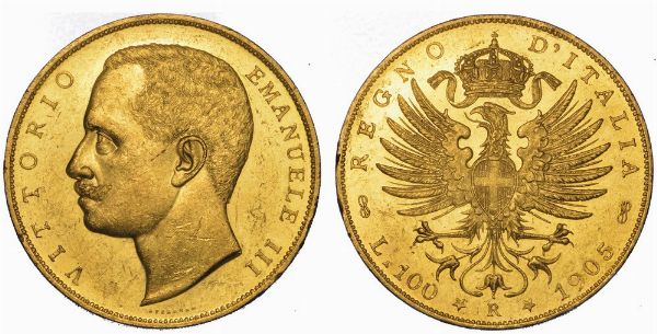 REGNO D'ITALIA. VITTORIO EMANUELE III DI SAVOIA, 1900-1946. 100 Lire 1905. Aquila Sabauda.  - Asta Numismatica - Associazione Nazionale - Case d'Asta italiane