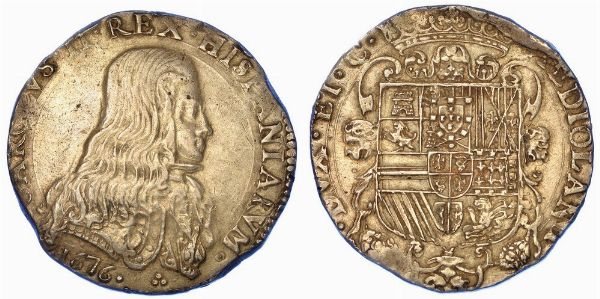 MILANO. CARLO II DI SPAGNA, 1665-1700. Filippo o Carlo 1676.  - Asta Numismatica - Associazione Nazionale - Case d'Asta italiane