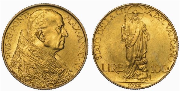 VATICANO. PIO XI, 1922-1939. 100 Lire 1932/A. XI.  - Asta Numismatica - Associazione Nazionale - Case d'Asta italiane