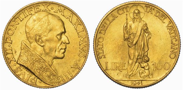 VATICANO. PIO XII, 1939-1958. 100 Lire 1941/A. III.  - Asta Numismatica - Associazione Nazionale - Case d'Asta italiane