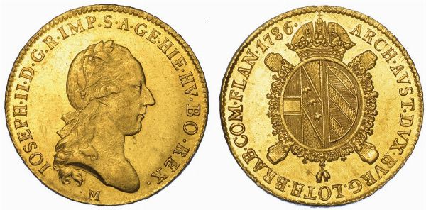 MILANO. GIUSEPPE II D'ASBURGO-LORENA, 1780-1790. Sovrana 1786.  - Asta Numismatica - Associazione Nazionale - Case d'Asta italiane