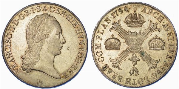 MILANO. FRANCESCO II D'ASBURGO-LORENA, 1792-1800. Scudo delle Corone 1794.  - Asta Numismatica - Associazione Nazionale - Case d'Asta italiane