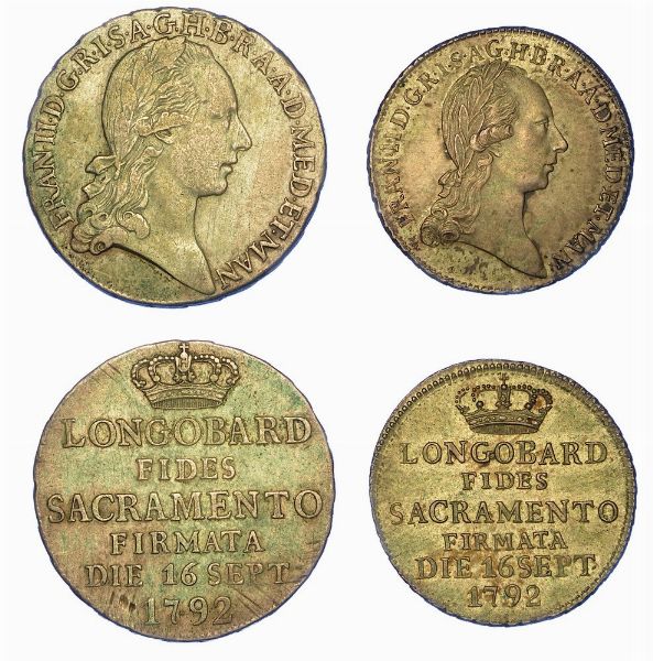 MILANO. FRANCESCO II D'ASBURGO LORENA, 1792-1800. Lotto di due monete.  - Asta Numismatica - Associazione Nazionale - Case d'Asta italiane