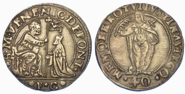 VENEZIA. NICOL DA PONTE, 1578-1585. Quarto di giustina maggiore da 40 soldi o 2 lire.  - Asta Numismatica - Associazione Nazionale - Case d'Asta italiane