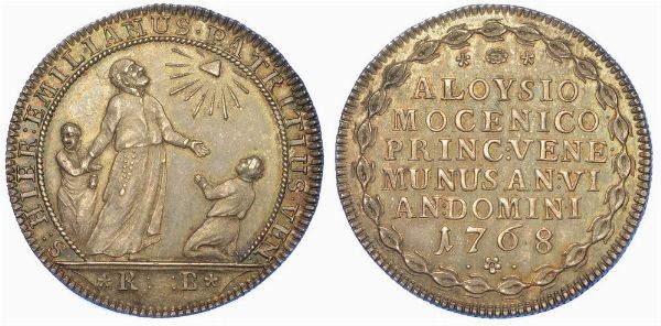 VENEZIA. ALVISE IV MOCENIGO, 1763-1778. Osella in argento 1768 A. VI.  - Asta Numismatica - Associazione Nazionale - Case d'Asta italiane