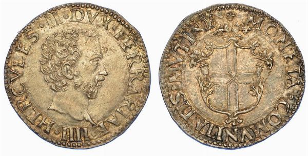 MODENA. ERCOLE II D'ESTE, 1534-1559. Bianco da 10 Soldi.  - Asta Numismatica - Associazione Nazionale - Case d'Asta italiane