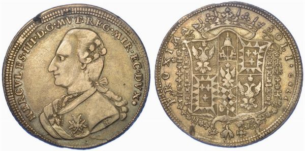 MODENA. ERCOLE III D'ESTE, 1780-1796. Scudo 1782.  - Asta Numismatica - Associazione Nazionale - Case d'Asta italiane