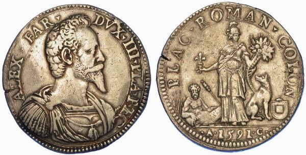 PIACENZA. ALESSANDRO FARNESE, 1586-1591. Ducatone 1591.  - Asta Numismatica - Associazione Nazionale - Case d'Asta italiane