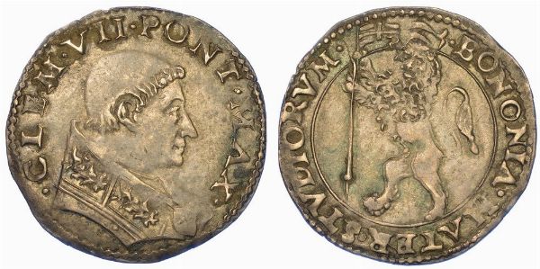 BOLOGNA. CLEMENTE VII, 1523-1534. Giulio.  - Asta Numismatica - Associazione Nazionale - Case d'Asta italiane