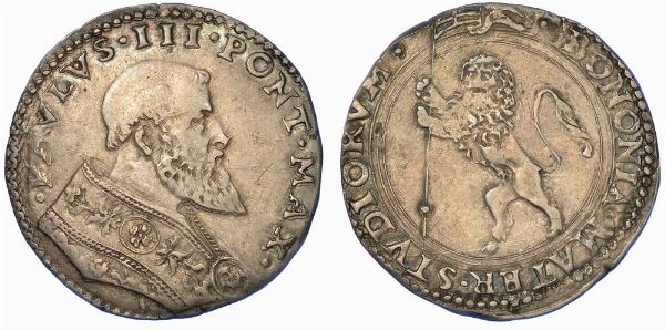 BOLOGNA. PAOLO III, 1534-1549. Bianco.  - Asta Numismatica - Associazione Nazionale - Case d'Asta italiane