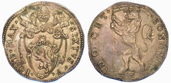 BOLOGNA. SISTO V, 1585 -1590. Gabellone da 26 bolognini.  - Asta Numismatica - Associazione Nazionale - Case d'Asta italiane