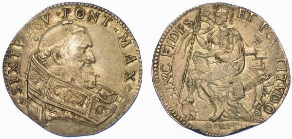 BOLOGNA. SISTO V, 1585 -1590. Piastra da 3 sisti o Testone.  - Asta Numismatica - Associazione Nazionale - Case d'Asta italiane