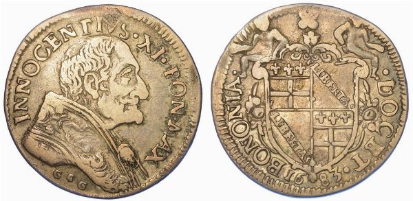 BOLOGNA. INNOCENZO XI, 1676-1689. Testone 1683.  - Asta Numismatica - Associazione Nazionale - Case d'Asta italiane