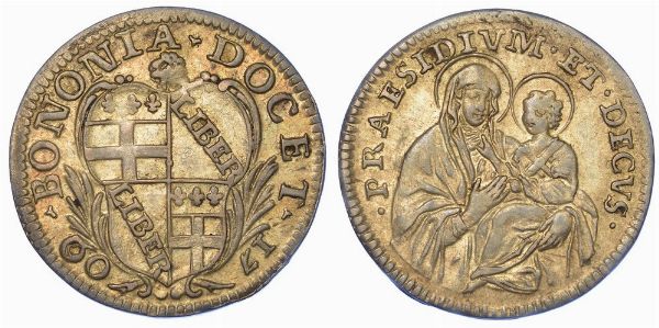 BOLOGNA. CLEMENTE XI, 1700-1721. Carlino 1709.  - Asta Numismatica - Associazione Nazionale - Case d'Asta italiane