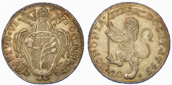 BOLOGNA. PIO VI, 1775-1799. Lira  da 30 Bolognini 1793.  - Asta Numismatica - Associazione Nazionale - Case d'Asta italiane