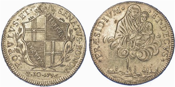 BOLOGNA. GOVERNO POPOLARE, 1796-1797. Scudo da 10 Paoli 1796 (III tipo).  - Asta Numismatica - Associazione Nazionale - Case d'Asta italiane