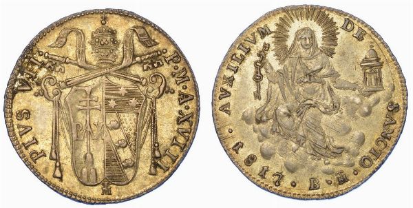 BOLOGNA. PIO VII, 1800-1823. Giulio 1817/A. XVIII.  - Asta Numismatica - Associazione Nazionale - Case d'Asta italiane