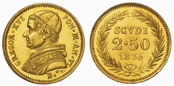 BOLOGNA. GREGORIO XVI, 1831-1846. 2,50 Scudi 1836/A. VI.  - Asta Numismatica - Associazione Nazionale - Case d'Asta italiane