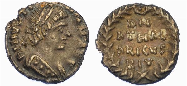 RAVENNA. OSTROGOTI. ATALARICO, 526-534. Quarto di Siliqua al nome e con l'effigie di Giustiniano I.  - Asta Numismatica - Associazione Nazionale - Case d'Asta italiane