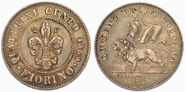 FIRENZE. GOVERNO PROVVISORIO DI TOSCANA, 1859-1860. Fiorino 1859.  - Asta Numismatica - Associazione Nazionale - Case d'Asta italiane