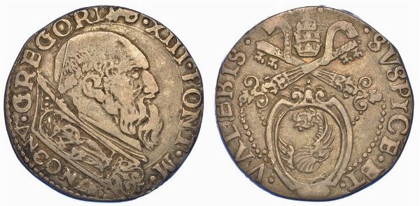 ANCONA. GREGORIO XIII, 1572-1585. Testone.  - Asta Numismatica - Associazione Nazionale - Case d'Asta italiane