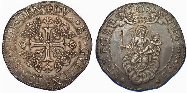 GENOVA. DOGI BIENNALI, 1528-1797. SERIE DELLA II FASE, 1541-1637. 2 Scudi 1664.  - Asta Numismatica - Associazione Nazionale - Case d'Asta italiane