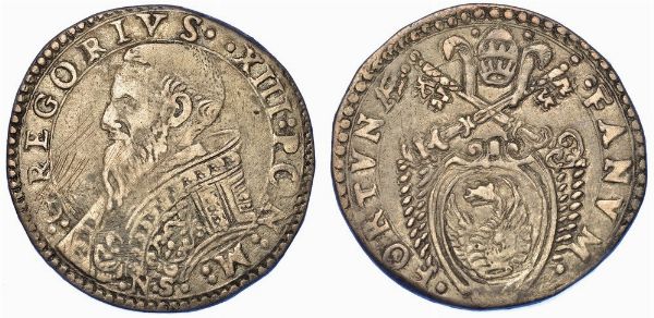 FANO. GREGORIO XIII, 1572-1585. Testone.  - Asta Numismatica - Associazione Nazionale - Case d'Asta italiane