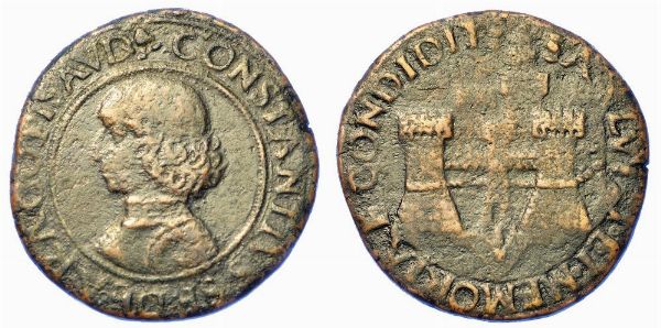 PESARO. COSTANZO SFORZA, 1473-1483. Prova della mezza lira o medaglia.  - Asta Numismatica - Associazione Nazionale - Case d'Asta italiane