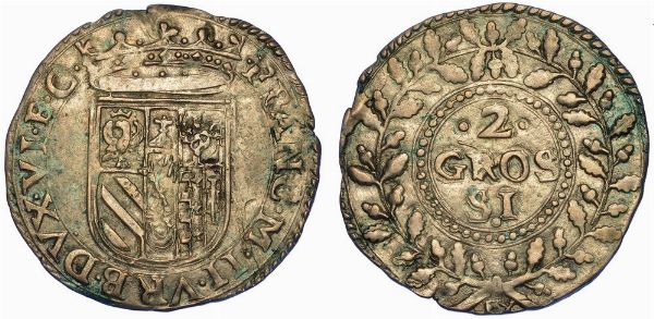 URBINO. FRANCESCO MARIA II DELLA ROVERE, 1574-1624. Due Grossi.  - Asta Numismatica - Associazione Nazionale - Case d'Asta italiane