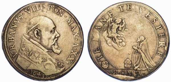 ROMA. URBANO VIII, 1623-1644. Piastra 1643/A. XX.  - Asta Numismatica - Associazione Nazionale - Case d'Asta italiane