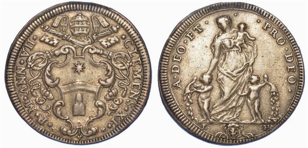 ROMA. CLEMENTE XI, 1700-1721. Testone A. VII.  - Asta Numismatica - Associazione Nazionale - Case d'Asta italiane