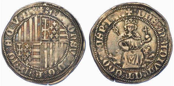 NAPOLI. ALFONSO I D'ARAGONA, 1442-1458. Carlino.  - Asta Numismatica - Associazione Nazionale - Case d'Asta italiane