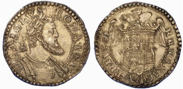 NAPOLI. CARLO V D'ASBURGO, 1516-1556. Mezzo ducato.  - Asta Numismatica - Associazione Nazionale - Case d'Asta italiane