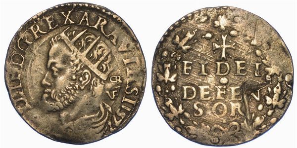 NAPOLI. FILIPPO II, 1554-1598 (II PERIODO: RE DI SPAGNA, 1556-1598). Carlino.  - Asta Numismatica - Associazione Nazionale - Case d'Asta italiane