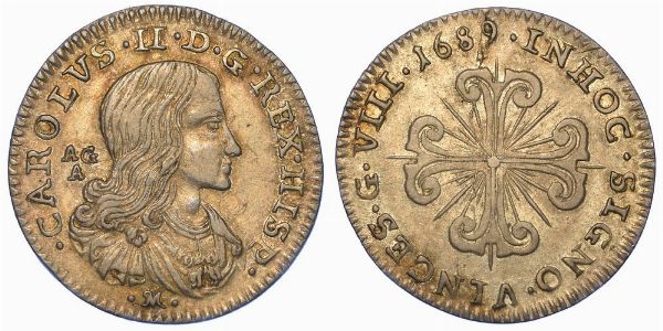 NAPOLI. CARLO II DI SPAGNA, 1665-1700. 8 grana 1689.  - Asta Numismatica - Associazione Nazionale - Case d'Asta italiane