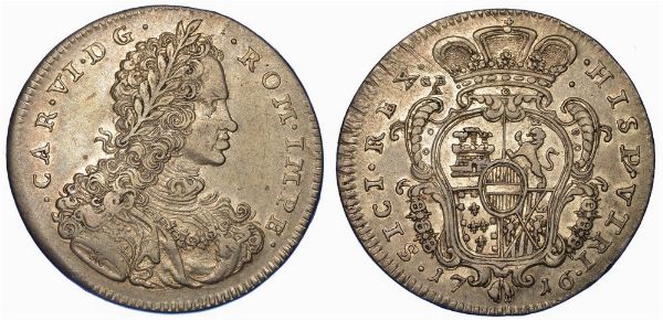 NAPOLI. CARLO VI D'ASBURGO, 1711-1734. Mezzo ducato 1716.  - Asta Numismatica - Associazione Nazionale - Case d'Asta italiane