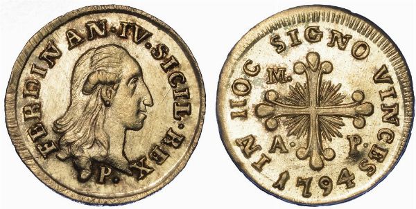 NAPOLI. FERDINANDO IV DI BORBONE, 1759-1816. Carlino 1794.  - Asta Numismatica - Associazione Nazionale - Case d'Asta italiane