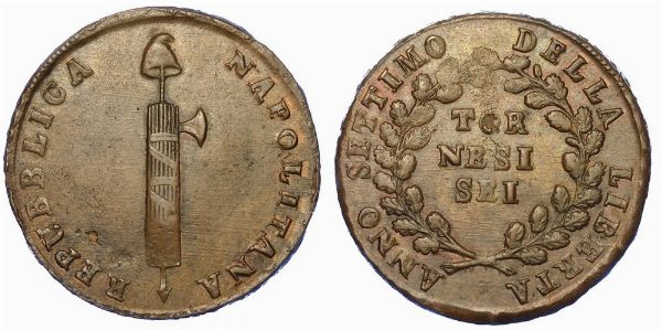 NAPOLI. REPUBBLICA NAPOLETANA, 1799. 6 Tornesi Anno VII (1799).  - Asta Numismatica - Associazione Nazionale - Case d'Asta italiane