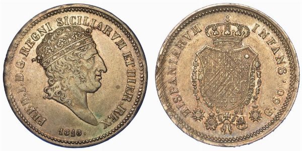 NAPOLI. FERDINANDO I DI BORBONE, 1816-1825. Mezza piastra da 60 Grana 1818.  - Asta Numismatica - Associazione Nazionale - Case d'Asta italiane