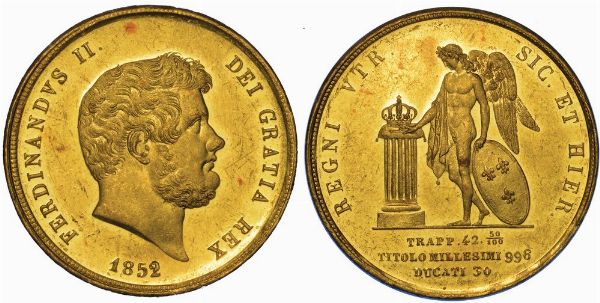 NAPOLI. FERDINANDO II DI BORBONE, 1830-1859. 30 Ducati 1852.  - Asta Numismatica - Associazione Nazionale - Case d'Asta italiane