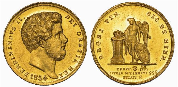 NAPOLI. FERDINANDO II DI BORBONE, 1830-1859. 6 Ducati 1854.  - Asta Numismatica - Associazione Nazionale - Case d'Asta italiane