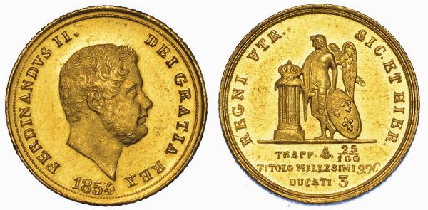 NAPOLI. FERDINANDO II DI BORBONE, 1830-1859. 3 Ducati 1854.  - Asta Numismatica - Associazione Nazionale - Case d'Asta italiane