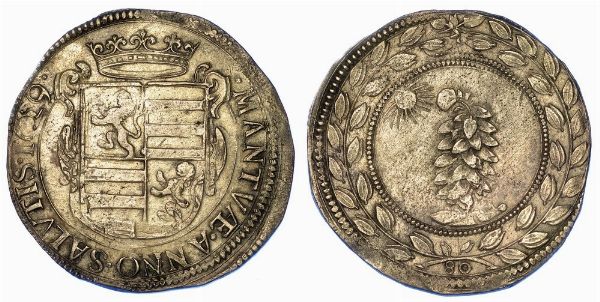 MANTOVA. ASSEDIO AUSTRO SPAGNOLO, 1629-1630. Mezzo Scudo del fiore 1629.  - Asta Numismatica - Associazione Nazionale - Case d'Asta italiane