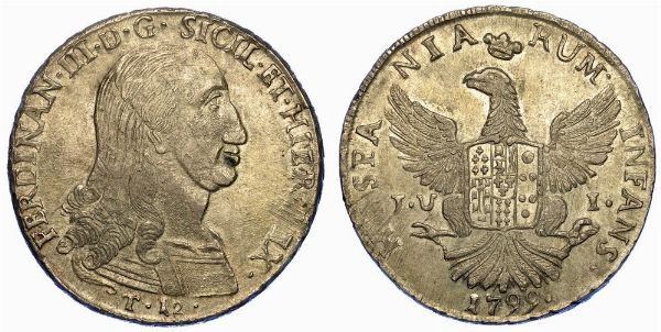 PALERMO. FERDINANDO III DI BORBONE, 1759-1816. 12 tar 1799.  - Asta Numismatica - Associazione Nazionale - Case d'Asta italiane