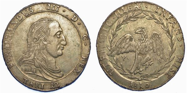 PALERMO. FERDINANDO III DI BORBONE, 1759-1816. 12 tar 1810.  - Asta Numismatica - Associazione Nazionale - Case d'Asta italiane