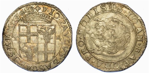 MALTA. JEAN PAUL DE LASCARIS CASTELLAR, 1636-1657. 4 Tar.  - Asta Numismatica - Associazione Nazionale - Case d'Asta italiane